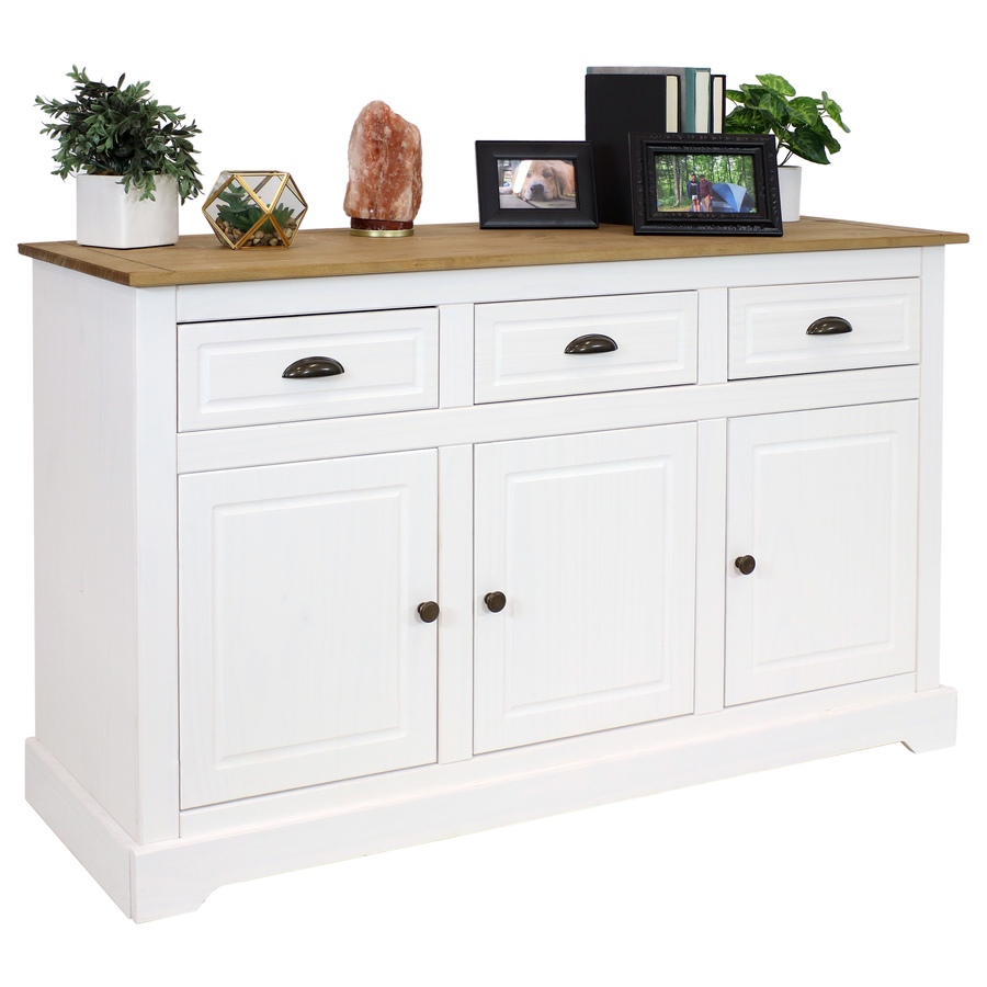 Image 899522_ALTMORE30.jpg, Product 899-522 / Price $436.25, Solid Pine Sideboard with 3 Drawers and 3 Doors from Sunnydaze Décor on TSC.ca's Home & Garden department