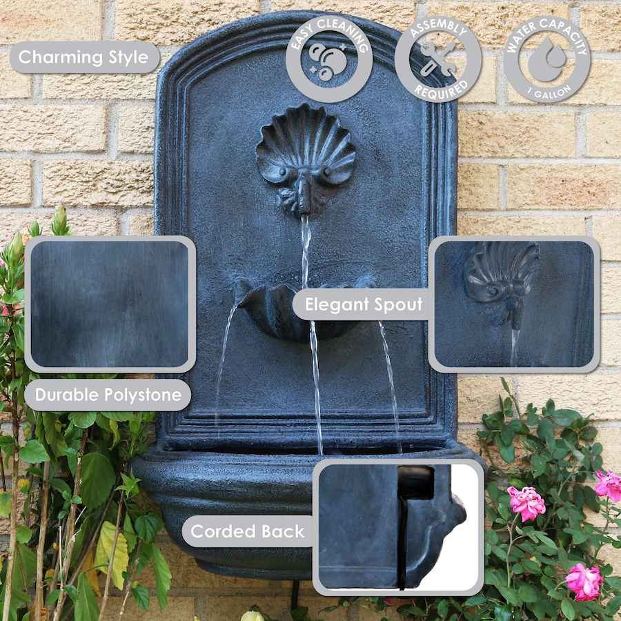 Image 899532_ALTMORE2.jpg, Product 899-532 / Price $311.15, 27" H Electric Seaside Wall-Mount Water Fountain from Sunnydaze Décor on TSC.ca's Home & Garden department