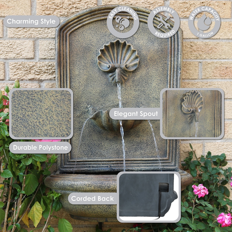 Image 899532_ALTMORE23.jpg, Product 899-532 / Price $311.15, 27" H Electric Seaside Wall-Mount Water Fountain from Sunnydaze Décor on TSC.ca's Home & Garden department