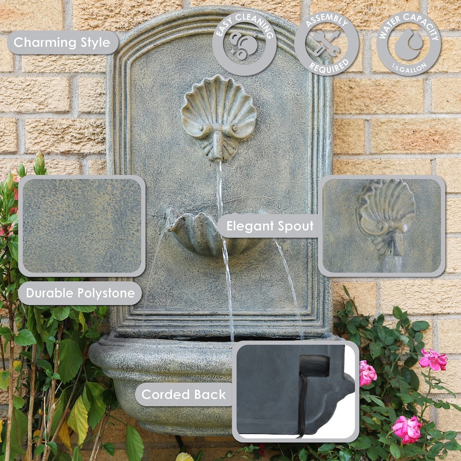 Image 899532_ALTMORE29.jpg, Product 899-532 / Price $311.15, 27" H Electric Seaside Wall-Mount Water Fountain from Sunnydaze Décor on TSC.ca's Home & Garden department