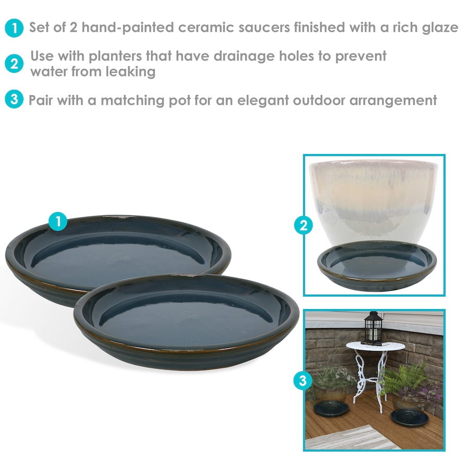 Image 899557_ALTMORE125.jpg, Product 899-557 / Price $77.95 - $138.45, Set of 2 Outdoor Glazed Ceramic Planter Saucers from Sunnydaze Décor on TSC.ca's Home & Garden department