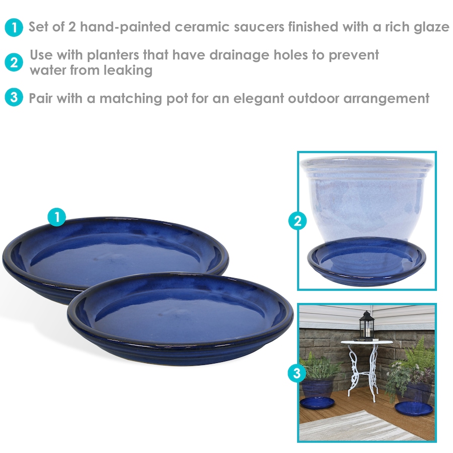 Image 899557_ALTMORE130.jpg, Product 899-557 / Price $77.95 - $138.45, Set of 2 Outdoor Glazed Ceramic Planter Saucers from Sunnydaze Décor on TSC.ca's Home & Garden department