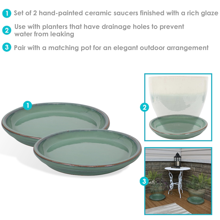 Image 899557_ALTMORE135.jpg, Product 899-557 / Price $77.95 - $138.45, Set of 2 Outdoor Glazed Ceramic Planter Saucers from Sunnydaze Décor on TSC.ca's Home & Garden department