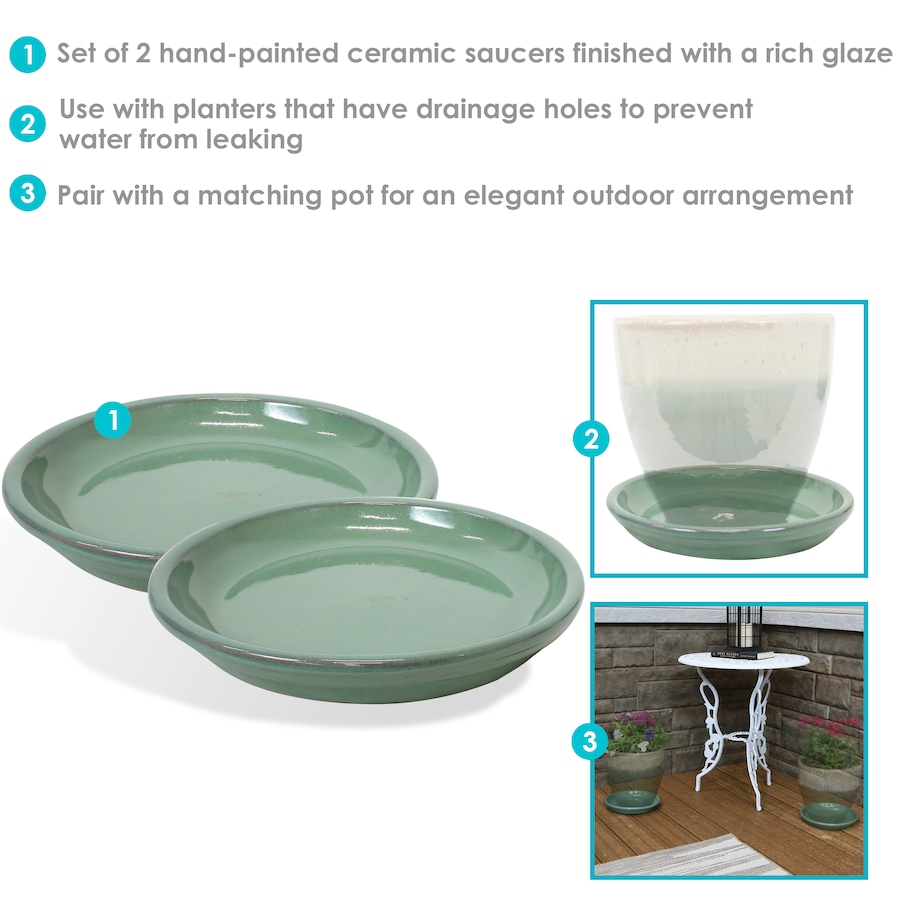 Image 899557_ALTMORE140.jpg, Product 899-557 / Price $77.95 - $138.45, Set of 2 Outdoor Glazed Ceramic Planter Saucers from Sunnydaze Décor on TSC.ca's Home & Garden department