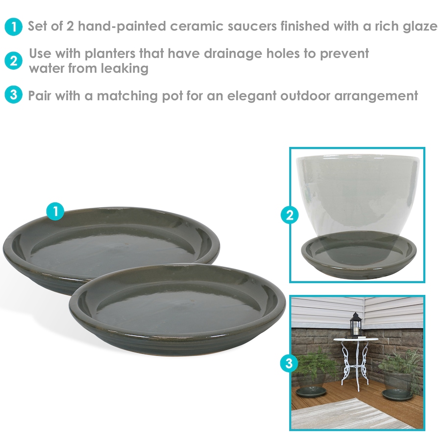 Image 899557_ALTMORE157.jpg, Product 899-557 / Price $77.95 - $138.45, Set of 2 Outdoor Glazed Ceramic Planter Saucers from Sunnydaze Décor on TSC.ca's Home & Garden department