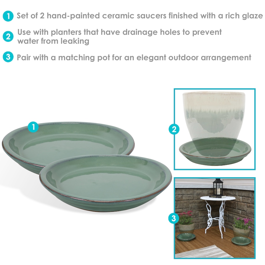Image 899557_ALTMORE162.jpg, Product 899-557 / Price $77.95 - $138.45, Set of 2 Outdoor Glazed Ceramic Planter Saucers from Sunnydaze Décor on TSC.ca's Home & Garden department