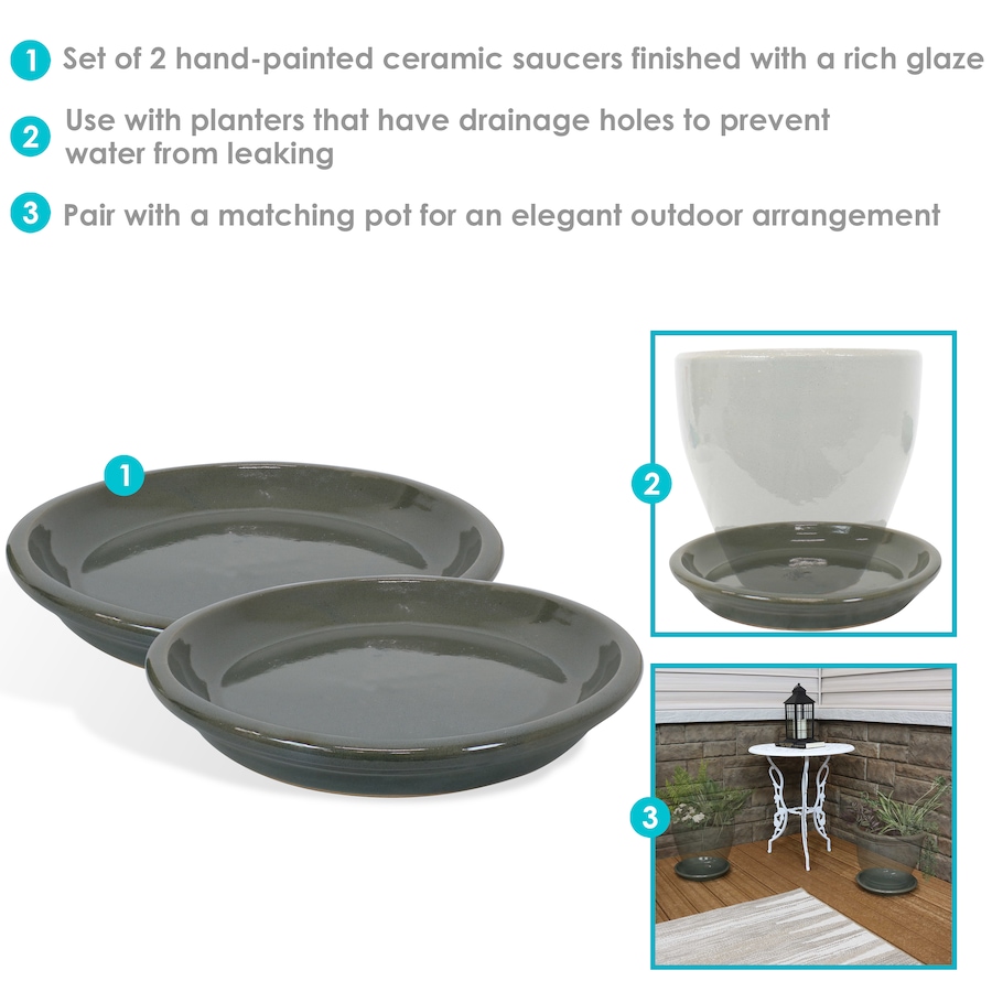 Image 899557_ALTMORE2.jpg, Product 899-557 / Price $77.95 - $138.45, Set of 2 Outdoor Glazed Ceramic Planter Saucers from Sunnydaze Décor on TSC.ca's Home & Garden department