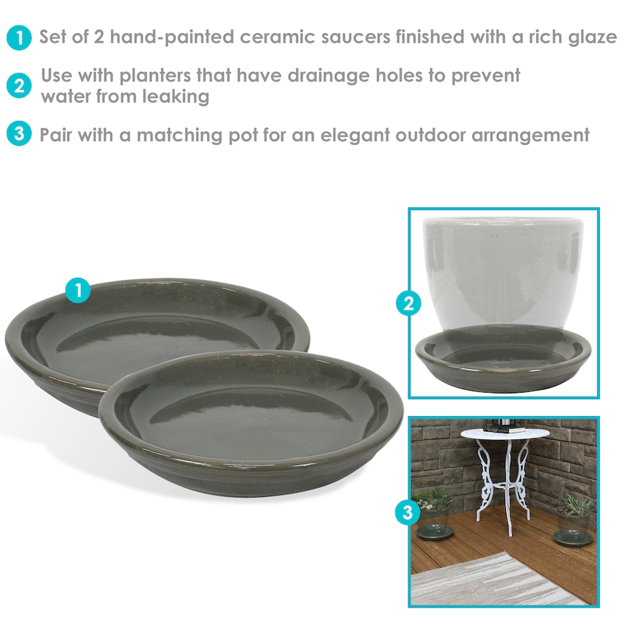 Image 899557_ALTMORE23.jpg, Product 899-557 / Price $77.95 - $138.45, Set of 2 Outdoor Glazed Ceramic Planter Saucers from Sunnydaze Décor on TSC.ca's Home & Garden department