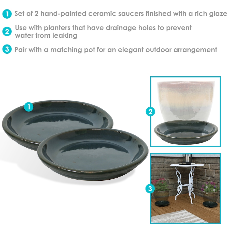 Image 899557_ALTMORE36.jpg, Product 899-557 / Price $77.95 - $138.45, Set of 2 Outdoor Glazed Ceramic Planter Saucers from Sunnydaze Décor on TSC.ca's Home & Garden department