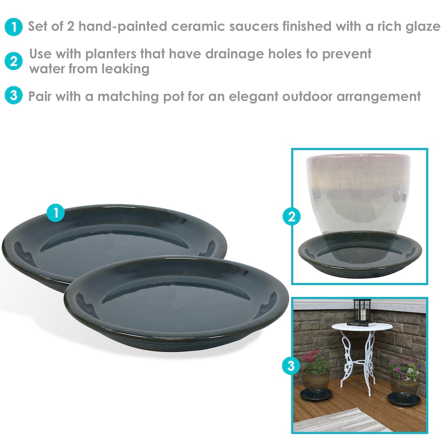 Image 899557_ALTMORE38.jpg, Product 899-557 / Price $77.95 - $138.45, Set of 2 Outdoor Glazed Ceramic Planter Saucers from Sunnydaze Décor on TSC.ca's Home & Garden department