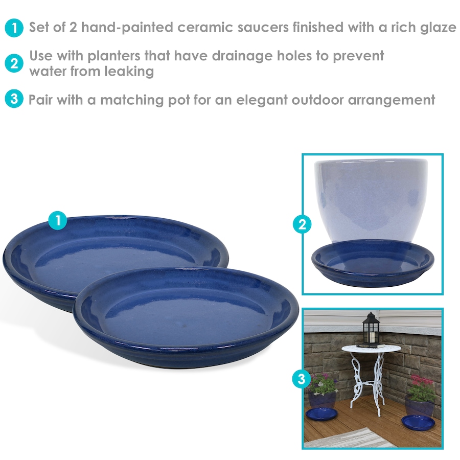 Image 899557_ALTMORE50.jpg, Product 899-557 / Price $77.95 - $138.45, Set of 2 Outdoor Glazed Ceramic Planter Saucers from Sunnydaze Décor on TSC.ca's Home & Garden department