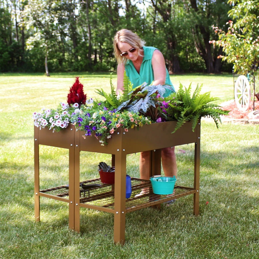 Image 899569_ALTMORE23.jpg, Product 899-569 / Price $276.45, Raised Steel Garden Bed with Mesh Shelf from Sunnydaze Décor on TSC.ca's Home & Garden department