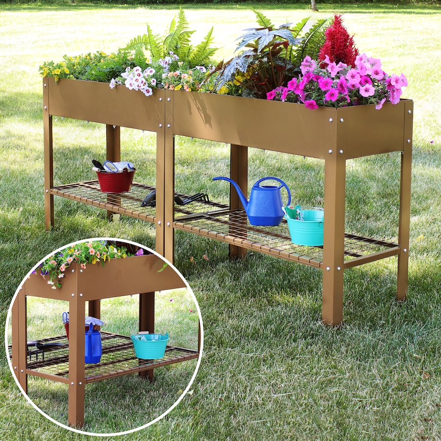 Image 899569_ALTMORE25.jpg, Product 899-569 / Price $276.45, Raised Steel Garden Bed with Mesh Shelf from Sunnydaze Décor on TSC.ca's Home & Garden department