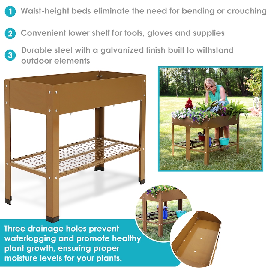 Image 899569_ALTMORE26.jpg, Product 899-569 / Price $276.45, Raised Steel Garden Bed with Mesh Shelf from Sunnydaze Décor on TSC.ca's Home & Garden department