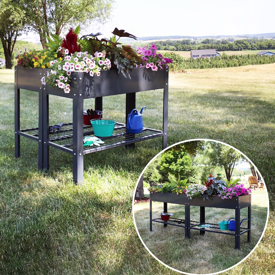 Image 899569_ALTMORE33.jpg, Product 899-569 / Price $276.45, Raised Steel Garden Bed with Mesh Shelf from Sunnydaze Décor on TSC.ca's Home & Garden department