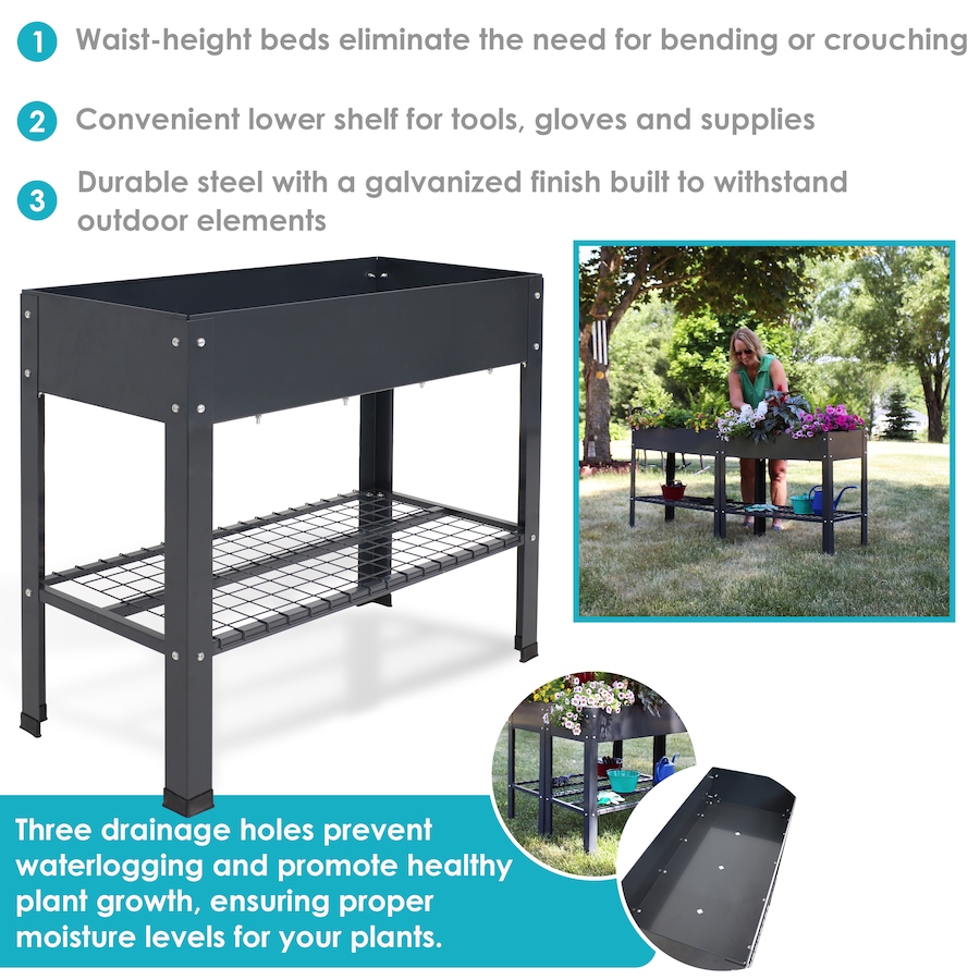 Image 899569_ALTMORE34.jpg, Product 899-569 / Price $276.45, Raised Steel Garden Bed with Mesh Shelf from Sunnydaze Décor on TSC.ca's Home & Garden department