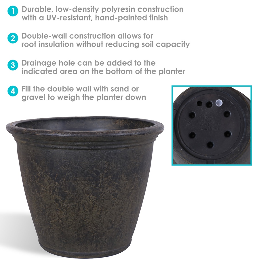 Image 899580_ALTMORE24.jpg, Product 899-580 / Price $173.65 - $415.35, Anjelica Double-Walled Flower Pot Planter - 24" from Sunnydaze Décor on TSC.ca's Home & Garden department