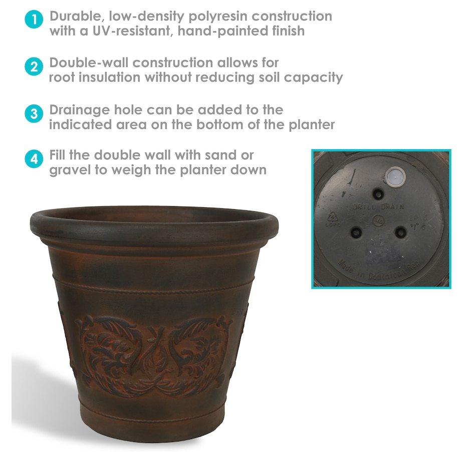 Image 899585_ALTMORE2.jpg, Product 899-585 / Price $101.85 - $247.25, Arabella Planter - 16 in (40.6 cm) from Sunnydaze Décor on TSC.ca's Home & Garden department