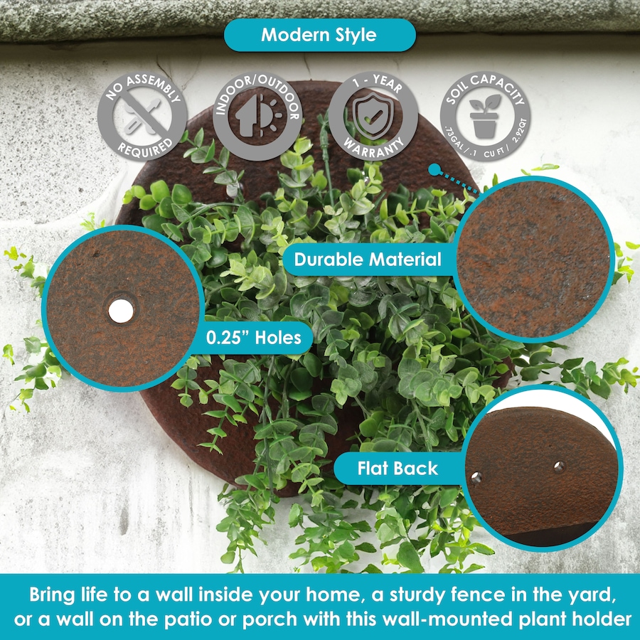 Image 899598_ALTMORE2.jpg, Product 899-598 / Price $74.45, Round Wall-Mounted Indoor/Outdoor Planter - Dark Brown - 12" from Sunnydaze DĂŠcor on TSC.ca's Home & Garden department