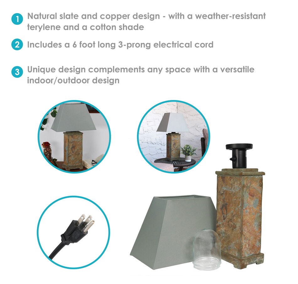 Home & Garden - Outdoor Living - Outdoor Lighting - Indoor/Outdoor Natural Slate  Table Lamp - Online Shopping for Canadians