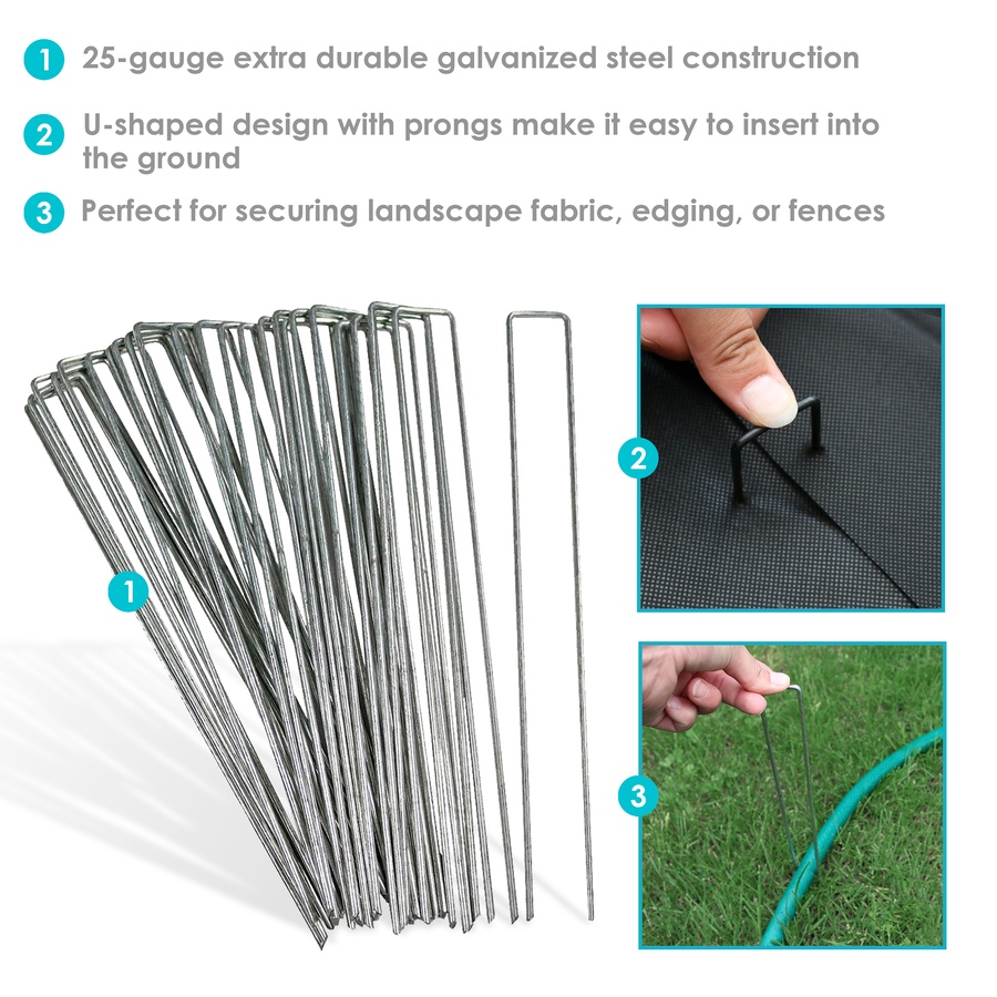 Image 899692_ALTMORE2.jpg, Product 899-692 / Price $47.35 - $76.35, 12" Heavy-Duty Steel Landscaping Garden Staples from Sunnydaze Décor on TSC.ca's Home & Garden department