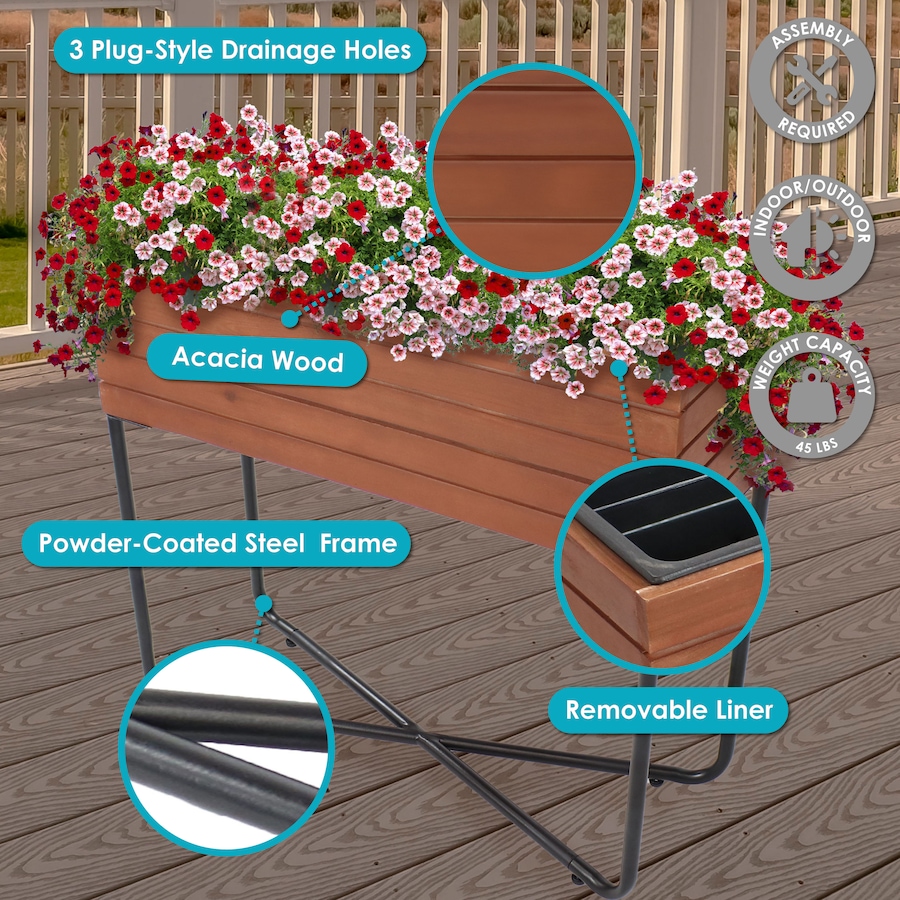 Image 899710_ALTMORE2.jpg, Product 899-710 / Price $162.85, Acacia Wood Slatted Planter Box with Oil-Stained Finish from Sunnydaze Décor on TSC.ca's Home & Garden department
