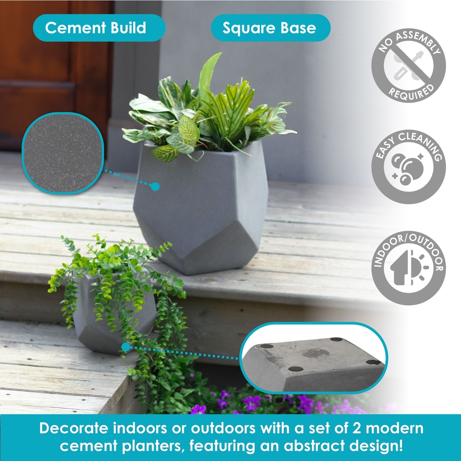 Image 899729_ALTMORE2.jpg, Product 899-729 / Price $134.55, 2-Piece Lightweight Cement Planters - Moondust from Sunnydaze Décor on TSC.ca's Home & Garden department