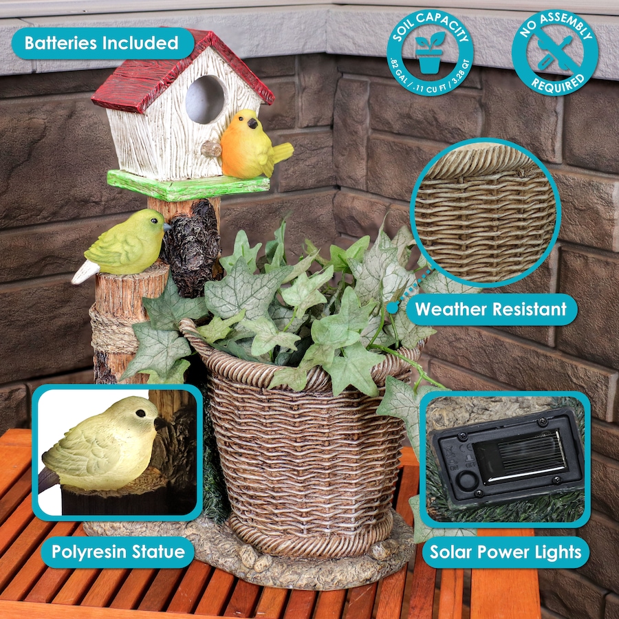 Image 899842_ALTMORE2.jpg, Product 899-842 / Price $110.65, Solar LED Polyresin Planter and Bird House from Sunnydaze Décor on TSC.ca's Home & Garden department