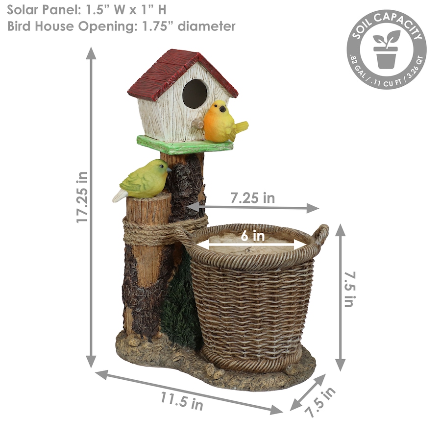 Image 899842_ALTMORE22.jpg, Product 899-842 / Price $110.65, Solar LED Polyresin Planter and Bird House from Sunnydaze Décor on TSC.ca's Home & Garden department