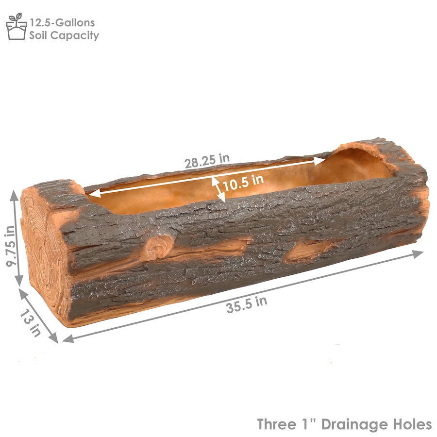 Image 899845_ALTMORE3.jpg, Product 899-845 / Price $254.15, Outdoor Rustic Polyresin Log Flower Pot Planter Container - 35-Inch from Sunnydaze Décor on TSC.ca's Home & Garden department
