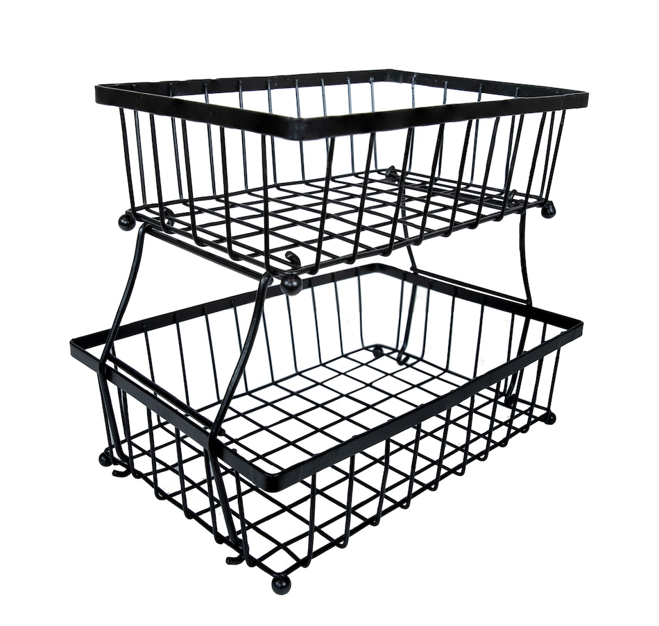 Image 899900.jpg, Product 899-900 / Price $61.05, 2-Tier Collapsible Storage Basket with Nonslip Feet - Black from Sunnydaze Décor on TSC.ca's Home & Garden department