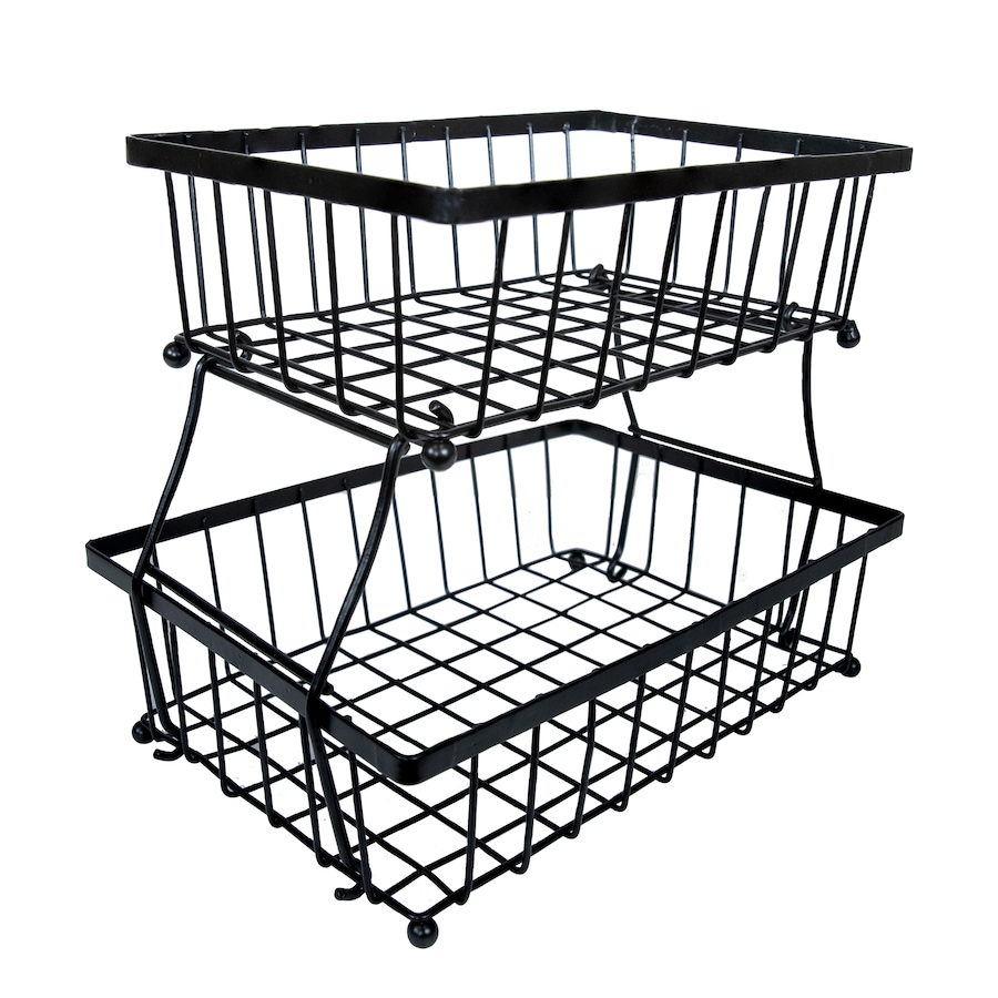 Image 899900.jpg, Product 899-900 / Price $61.05, 2-Tier Collapsible Storage Basket with Nonslip Feet - Black from Sunnydaze Décor on TSC.ca's Home & Garden department