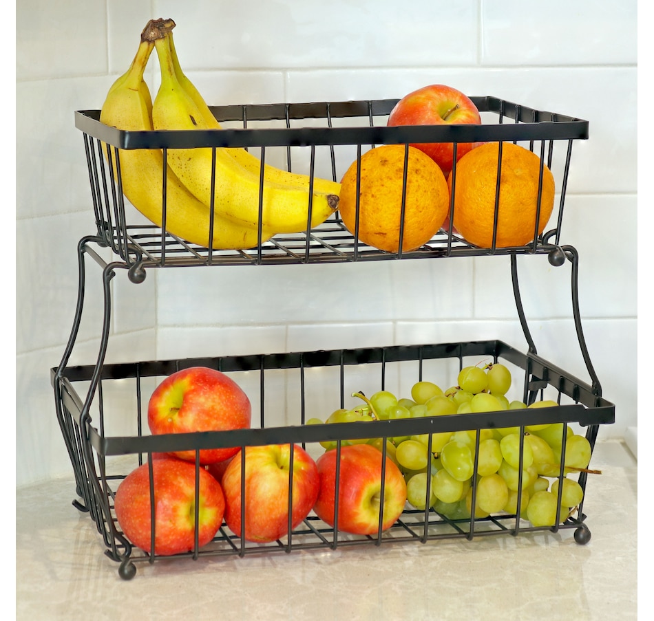 Image 899900_ALTMORE1.jpg, Product 899-900 / Price $61.05, 2-Tier Collapsible Storage Basket with Nonslip Feet - Black from Sunnydaze Décor on TSC.ca's Home & Garden department