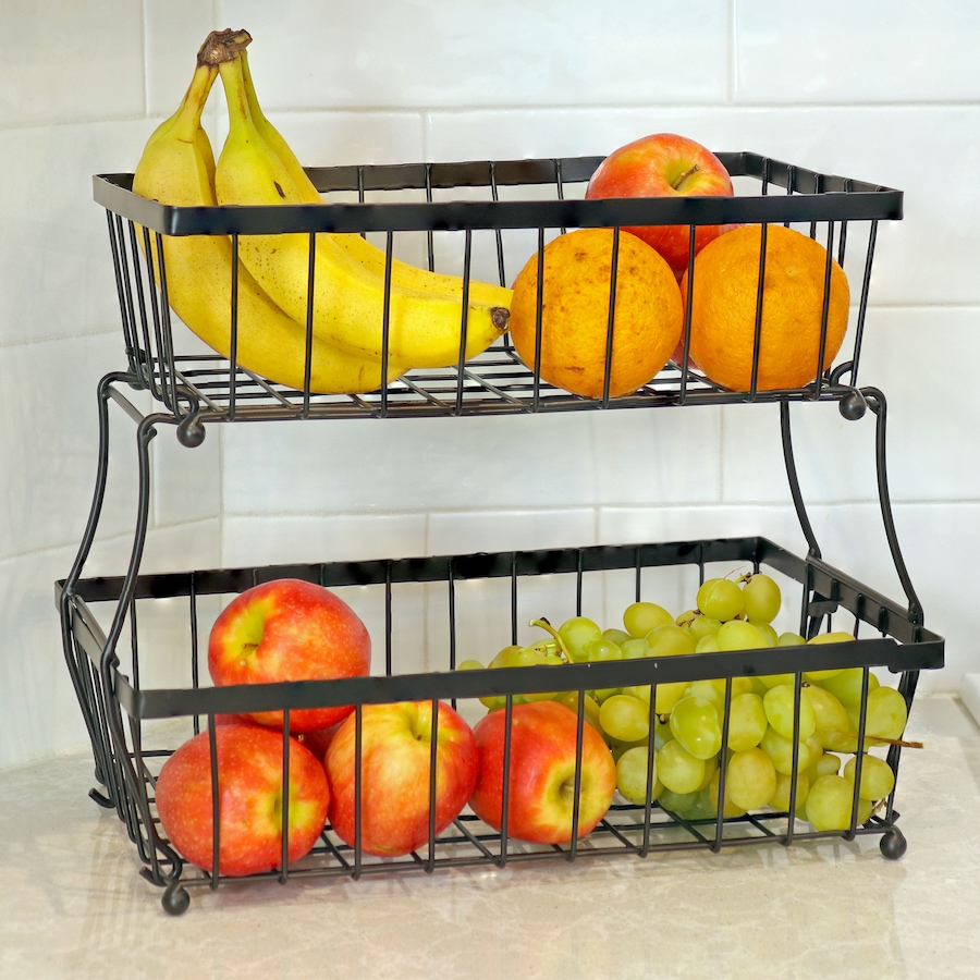 Image 899900_ALTMORE1.jpg, Product 899-900 / Price $61.05, 2-Tier Collapsible Storage Basket with Nonslip Feet - Black from Sunnydaze Décor on TSC.ca's Home & Garden department