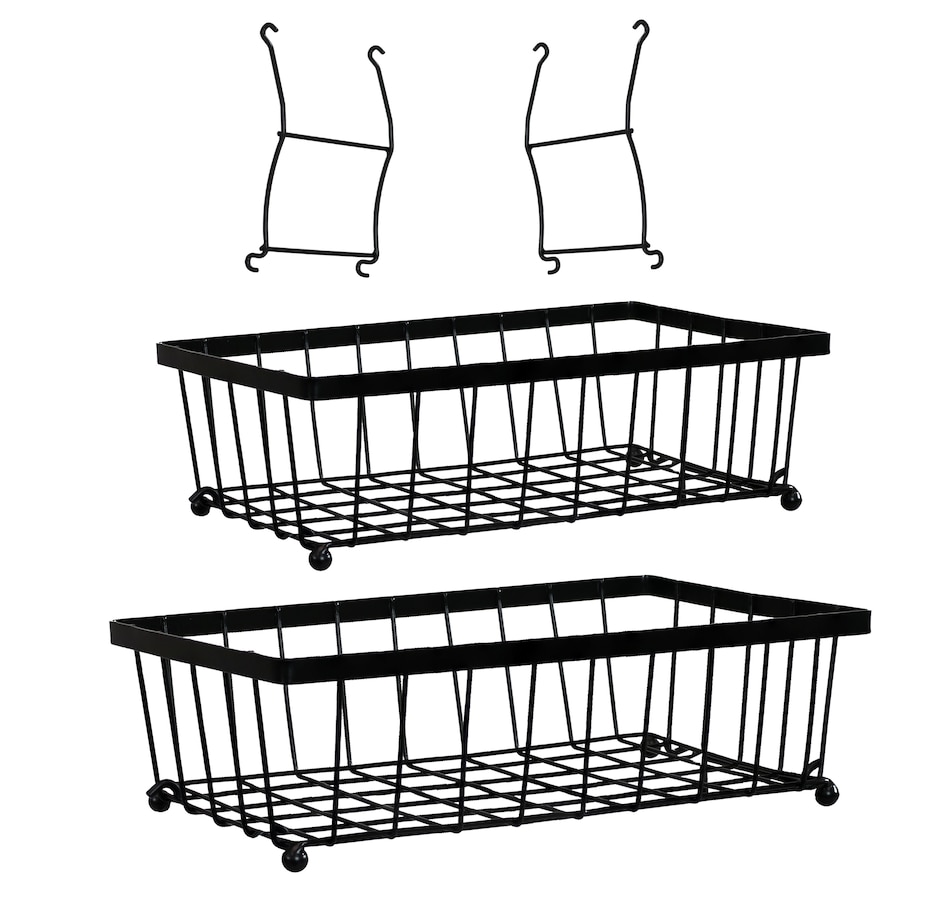 Image 899900_ALTMORE14.jpg, Product 899-900 / Price $61.05, 2-Tier Collapsible Storage Basket with Nonslip Feet - Black from Sunnydaze Décor on TSC.ca's Home & Garden department