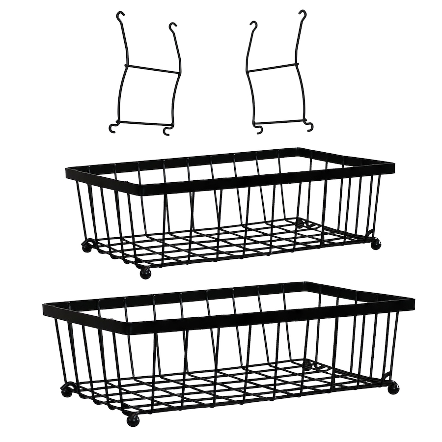 Image 899900_ALTMORE14.jpg, Product 899-900 / Price $61.05, 2-Tier Collapsible Storage Basket with Nonslip Feet - Black from Sunnydaze Décor on TSC.ca's Home & Garden department