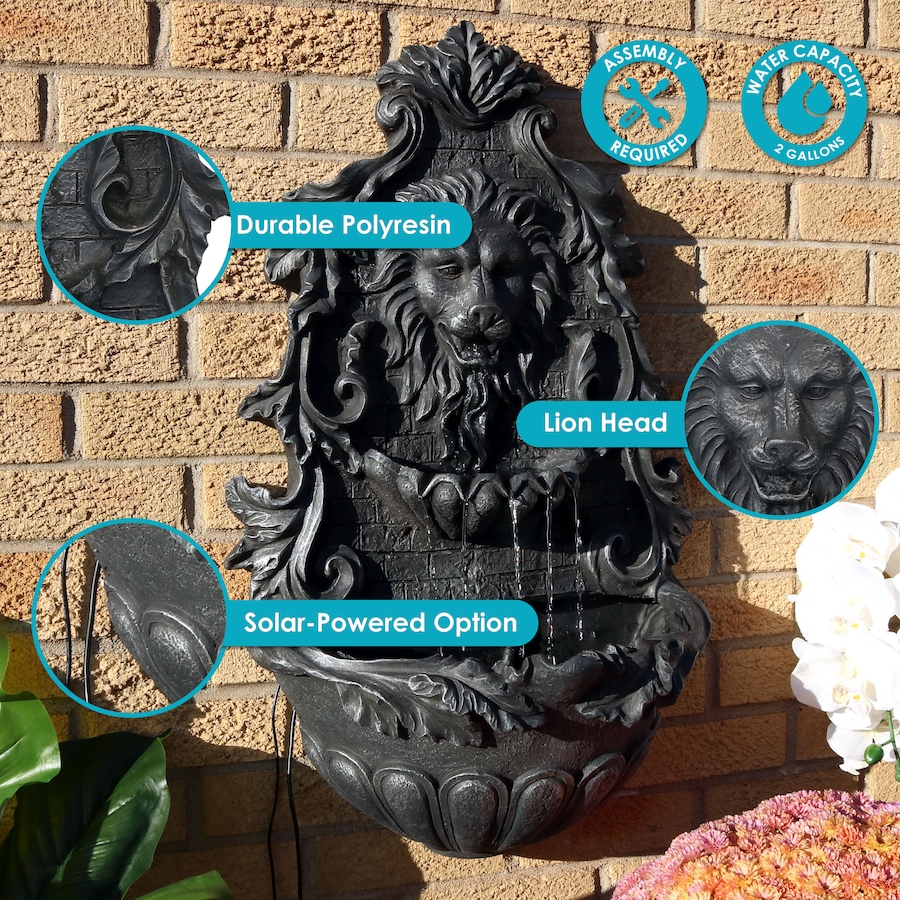 Image 899937_ALTMORE2.jpg, Product 899-937 / Price $465.35, Stoic Courage Lion Head Solar Wall Fountain - Battery Backup - 30-Inch from Sunnydaze Décor on TSC.ca's Home & Garden department