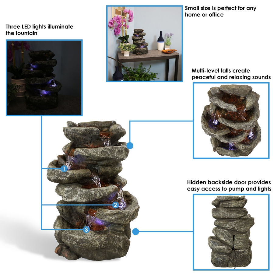 Image 899948_ALTMORE2.jpg, Product 899-948 / Price $136.05, Six-Tier Stone Falls Tabletop Fountain from Sunnydaze Décor on TSC.ca's Home & Garden department