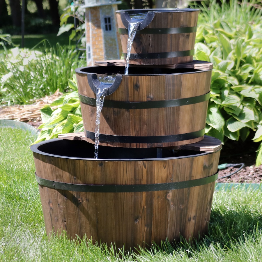 Image 899953_ALTMORE1.jpg, Product 899-953 / Price $498.65, Three-Tier Stacked Wooden Barrel Fountain from Sunnydaze DĂŠcor on TSC.ca's Home & Garden department