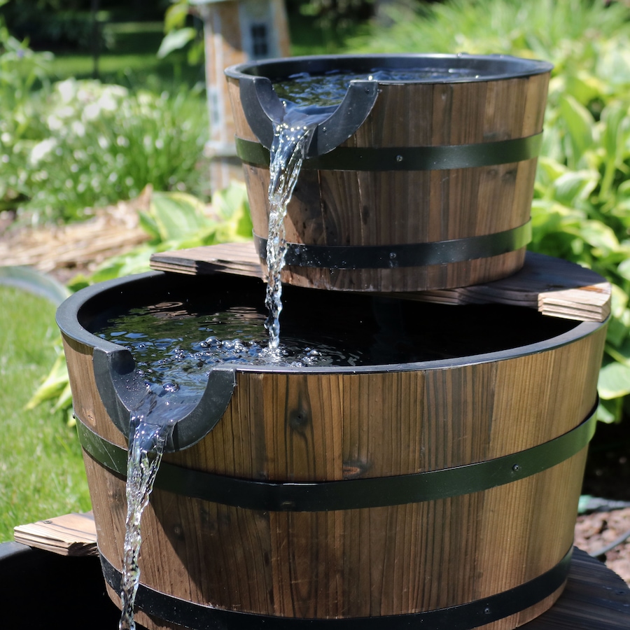 Image 899953_ALTMORE13.jpg, Product 899-953 / Price $498.65, Three-Tier Stacked Wooden Barrel Fountain from Sunnydaze DĂŠcor on TSC.ca's Home & Garden department