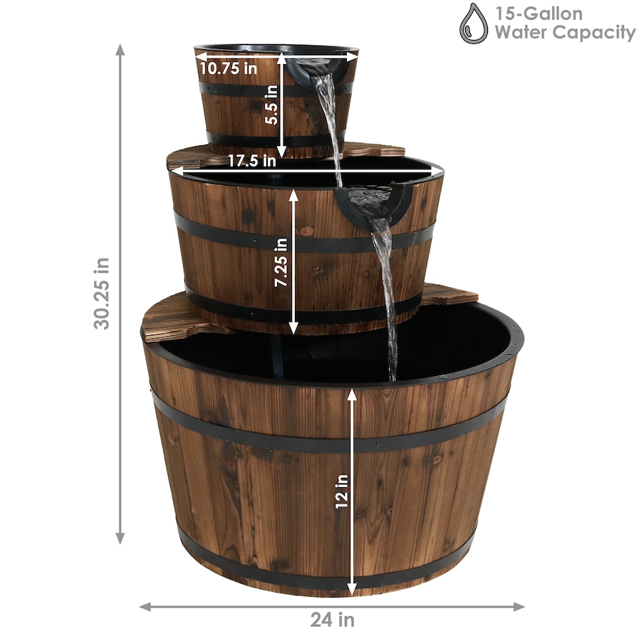 Image 899953_ALTMORE3.jpg, Product 899-953 / Price $498.65, Three-Tier Stacked Wooden Barrel Fountain from Sunnydaze DĂŠcor on TSC.ca's Home & Garden department