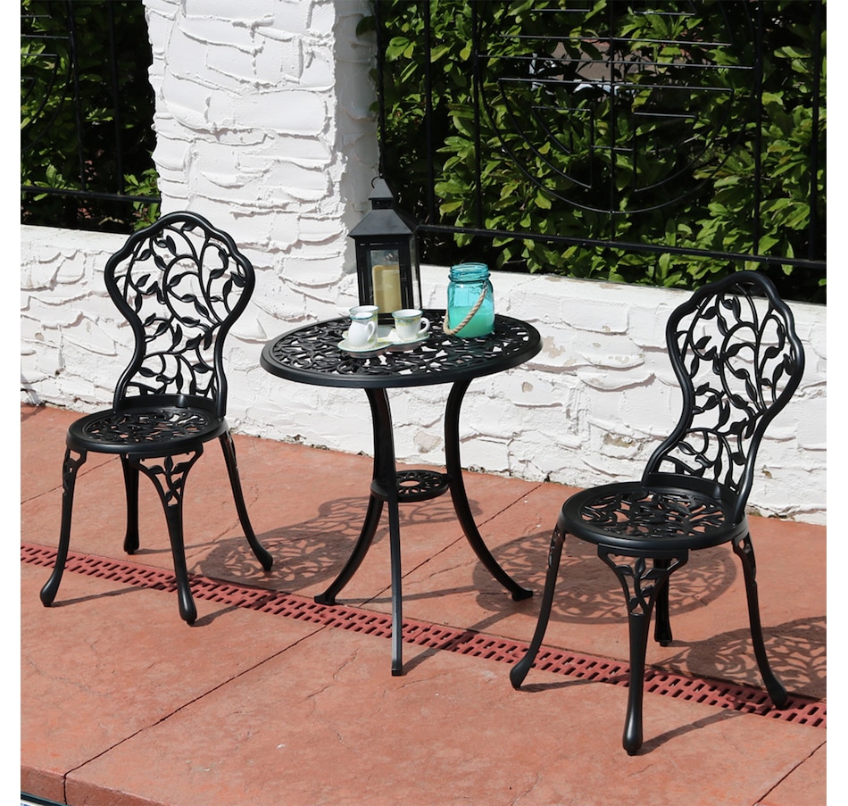 Image 899985_ALTMORE18.jpg, Product 899-985 / Price $395.85, 3-Piece Cast Aluminum Patio Bistro Set - Black from Sunnydaze Décor on TSC.ca's Home & Garden department
