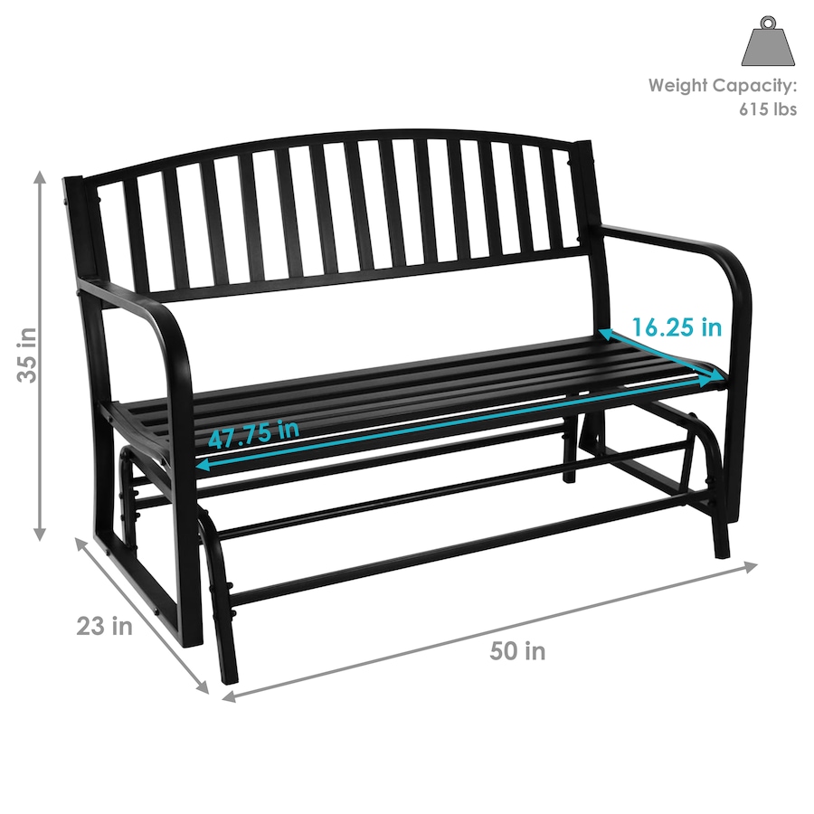 Image 899999_ALTMORE3.jpg, Product 899-999 / Price $381.95, Black Steel Patio Glider Bench - 50-Inch from Sunnydaze Décor on TSC.ca's Home & Garden department