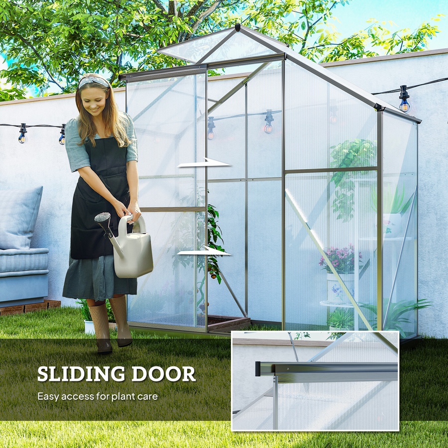 Image 904406_ALTMORE5.jpg, Product 904-406 / Price $199.99, Outsunny 6' x 2.5' Polycarbonate Greenhouse Aluminium Walk-in Green House from Outsunny on TSC.ca's Home & Garden department