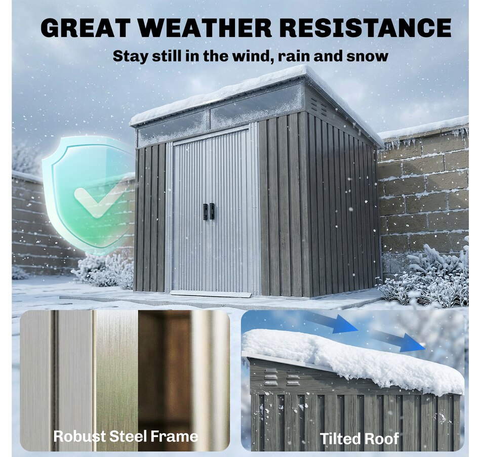 Image 904407_ALTMORE10.jpg, Product 904-407 / Price $299.99, Outsunny 6.5'x4' Lockable Outdoor Storage Shed w/ Foundation Sliding Doors from Outsunny on TSC.ca's Home & Garden department