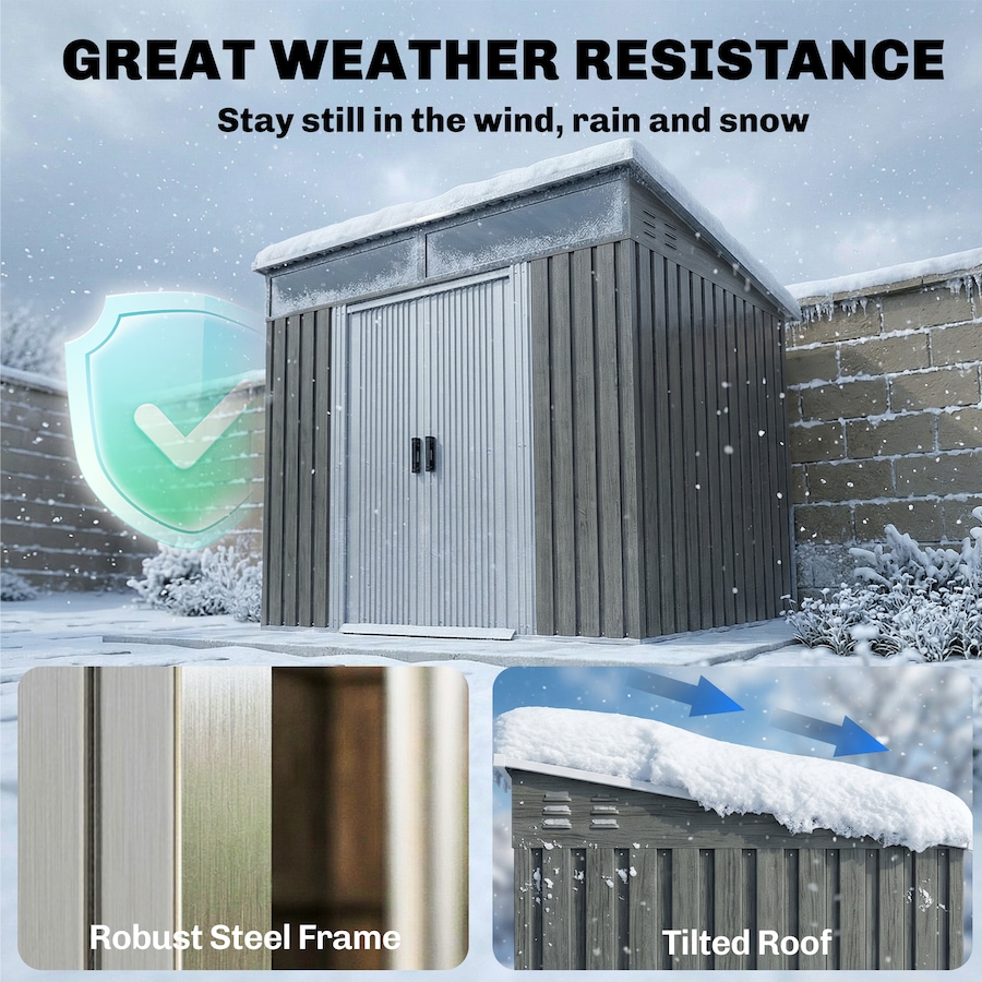 Image 904407_ALTMORE10.jpg, Product 904-407 / Price $326.99, Outsunny 6.5'x4' Lockable Outdoor Storage Shed w/ Foundation Sliding Doors from Outsunny on TSC.ca's Home & Garden department