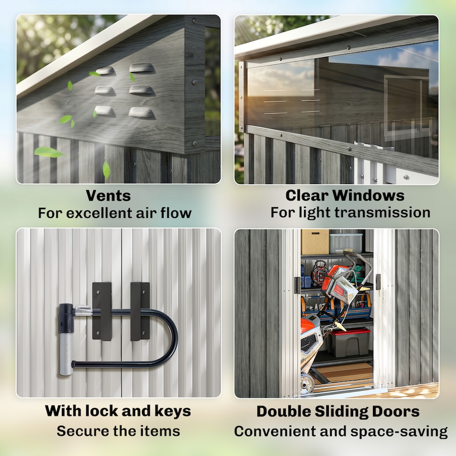 Image 904407_ALTMORE11.jpg, Product 904-407 / Price $326.99, Outsunny 6.5'x4' Lockable Outdoor Storage Shed w/ Foundation Sliding Doors from Outsunny on TSC.ca's Home & Garden department