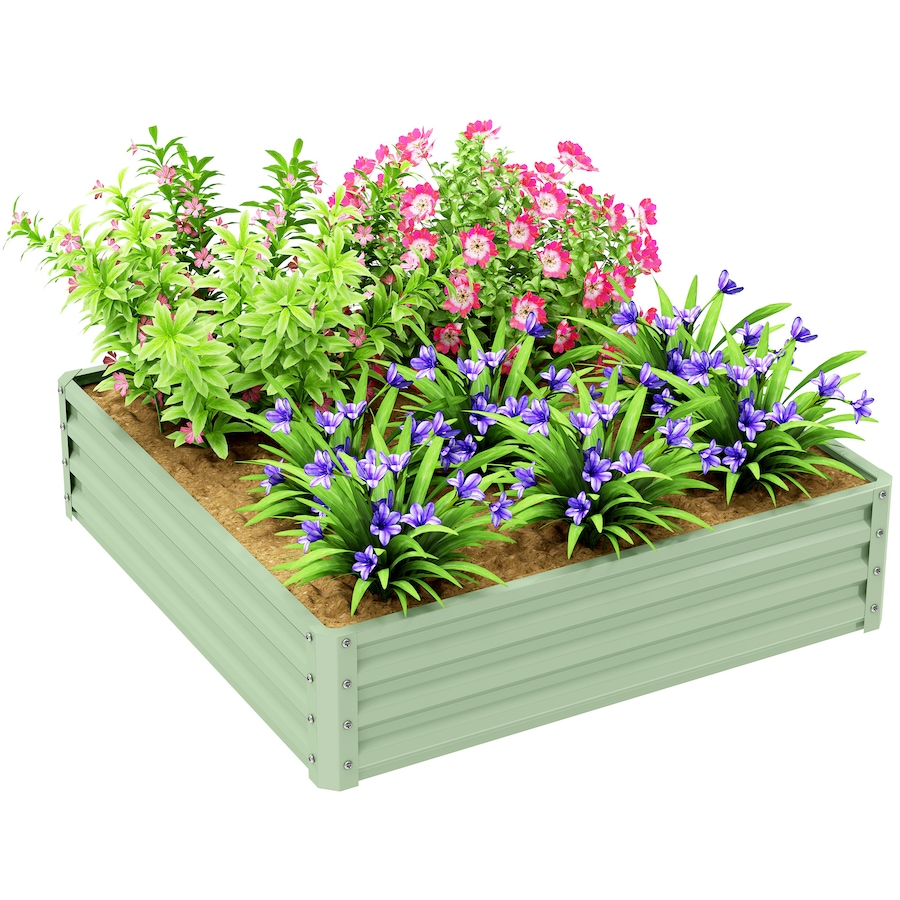 Image 904409.jpg, Product 904-409 / Price $61.99, Outsunny 4' x 4' x 1' Raised Garden Bed Galvanized Planter Box Light Green from Outsunny on TSC.ca's Home & Garden department