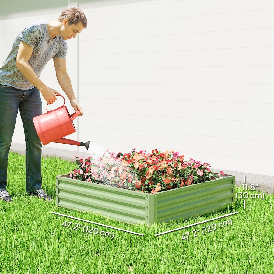 Image 904409_ALTMORE2.jpg, Product 904-409 / Price $61.99, Outsunny 4' x 4' x 1' Raised Garden Bed Galvanized Planter Box Light Green from Outsunny on TSC.ca's Home & Garden department