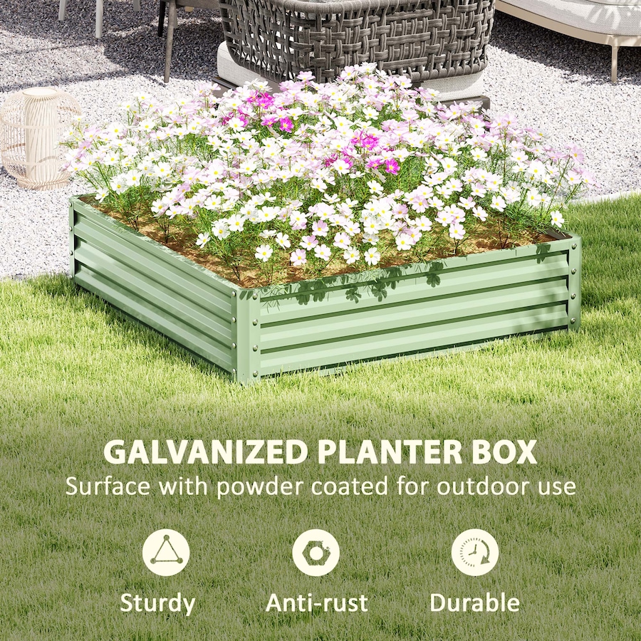 Image 904409_ALTMORE4.jpg, Product 904-409 / Price $61.99, Outsunny 4' x 4' x 1' Raised Garden Bed Galvanized Planter Box Light Green from Outsunny on TSC.ca's Home & Garden department
